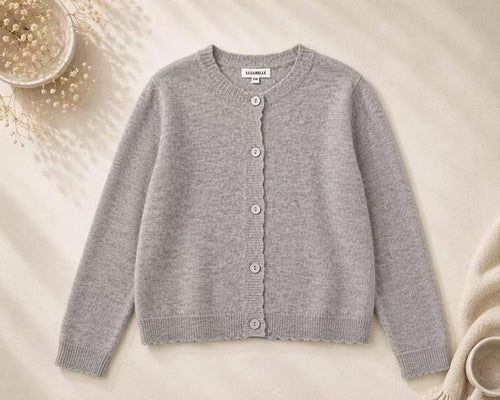 100% Wool Soft Knit Cardigan – Gray – Gray