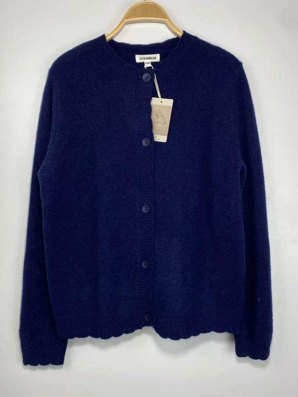 100% Wool Soft Knit Cardigan – Navy – Navy