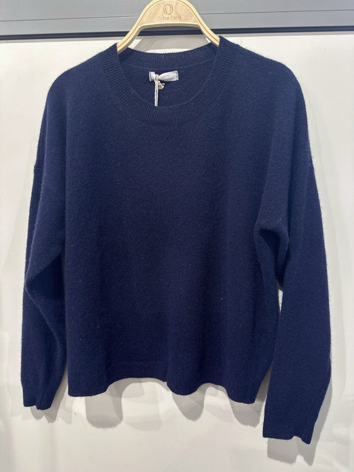 100% Wool Long-Sleeve Sweater – Navy – Navy