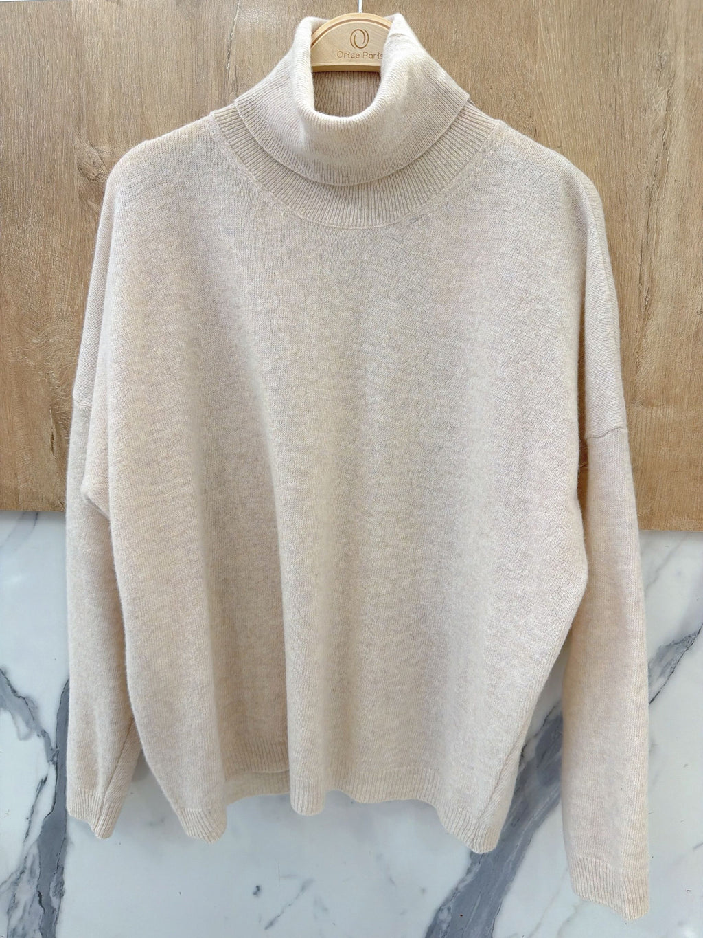100% Wool Turtleneck Sweater – Beige – Beige